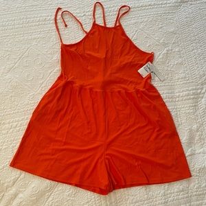 Abound “orange fluro” lace-up romper